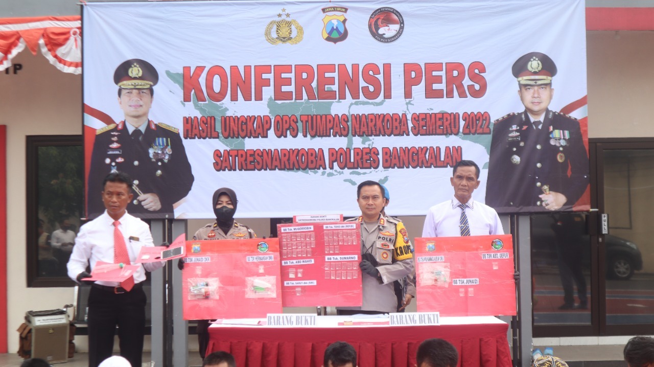 Polres Bangkalan Berhasil Ungkap 16 Kasus, Dalam Gelar Ops Tumpas Narkoba 2022